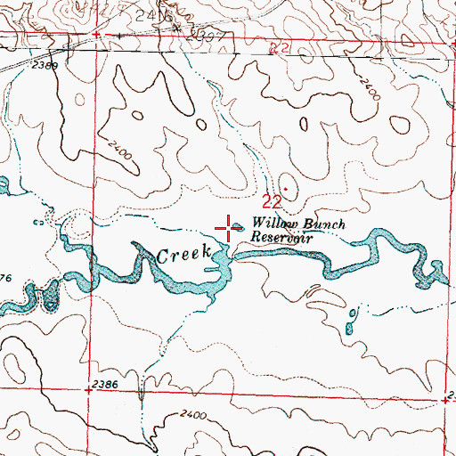 Topographic Map of Willow Bunch Reservoir, MT