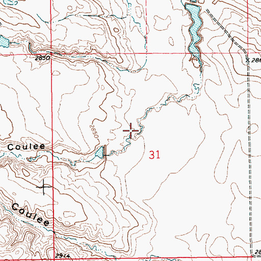Topographic Map of Willow Coulee, MT