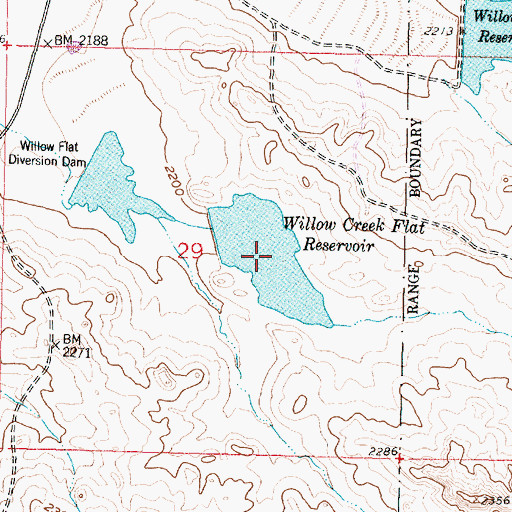 Topographic Map of Willow Creek Flat Reservoir, MT