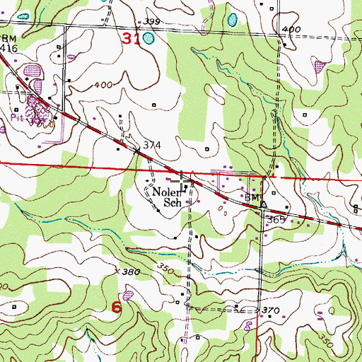 Topographic Map of Nolen School (historical), AR