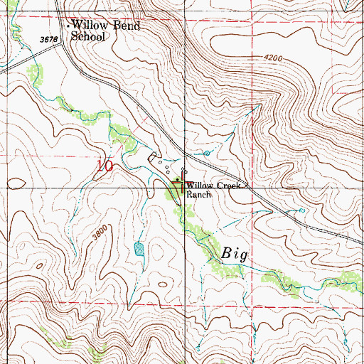 Topographic Map of Willow Creek Ranch, MT
