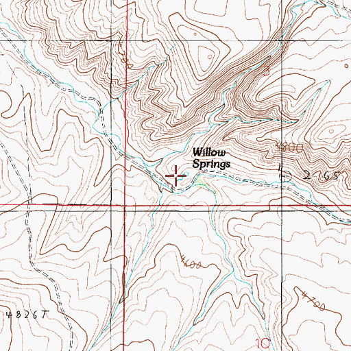 Topographic Map of Willow Springs, MT