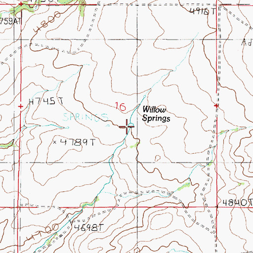 Topographic Map of Willow Springs, MT