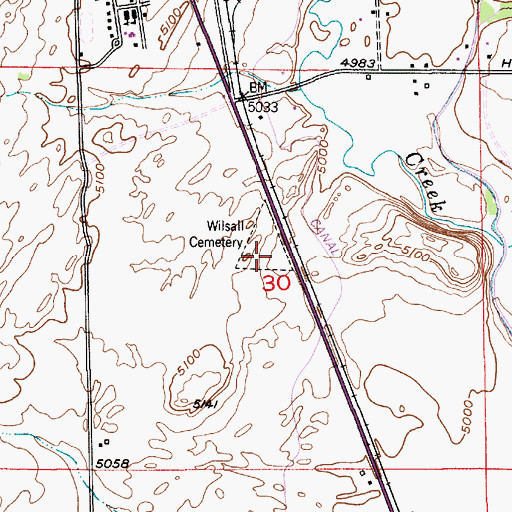 Topographic Map of Wilsall Cemetery, MT