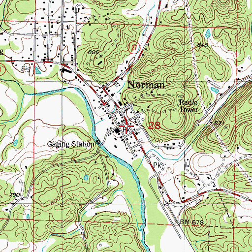 Topographic Map of Norman, AR
