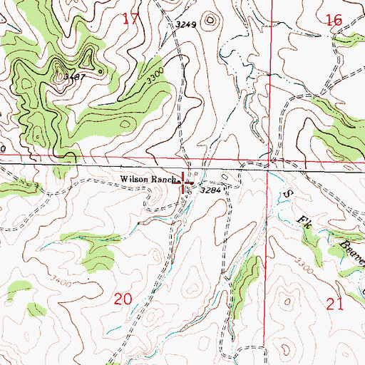 Topographic Map of Wilson Ranch, MT