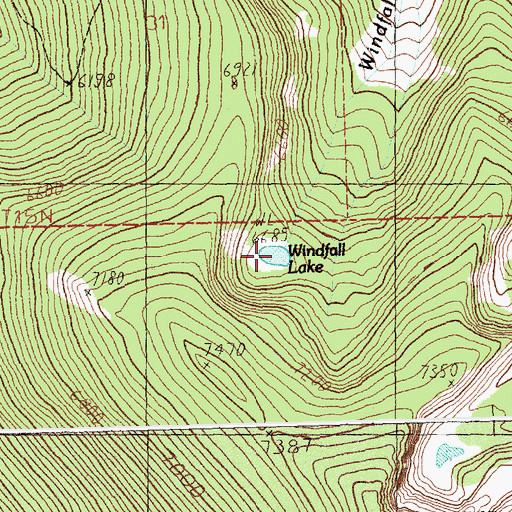 Topographic Map of Windfall Lake, MT