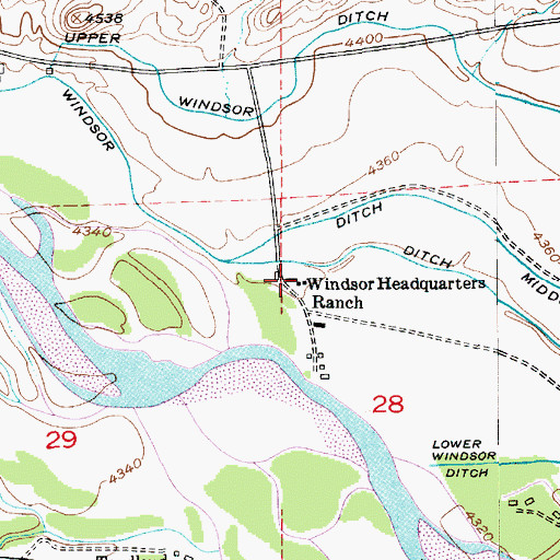 Topographic Map of Windsor Headquarters Ranch, MT