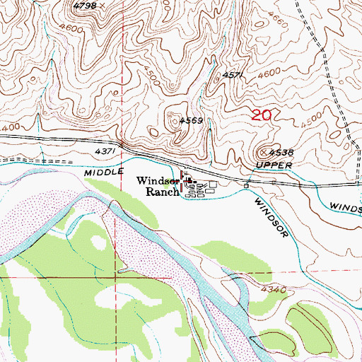 Topographic Map of Windsor Ranch, MT