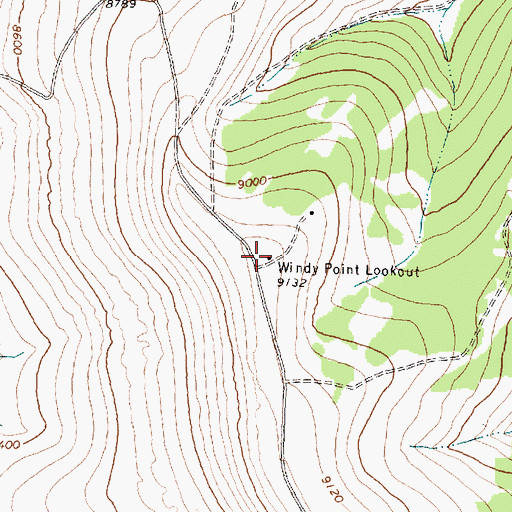 Topographic Map of Windy Point Lookout, MT