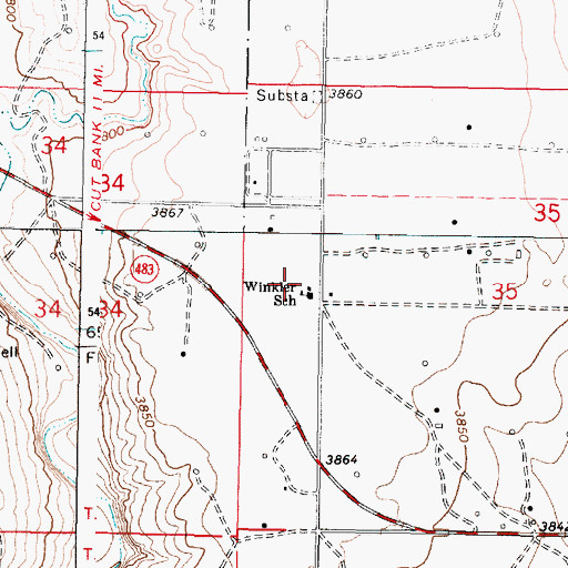 Topographic Map of Winkler School (historical), MT