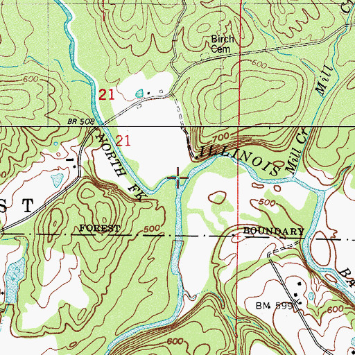 Topographic Map of North Fork Illinois Bayou, AR