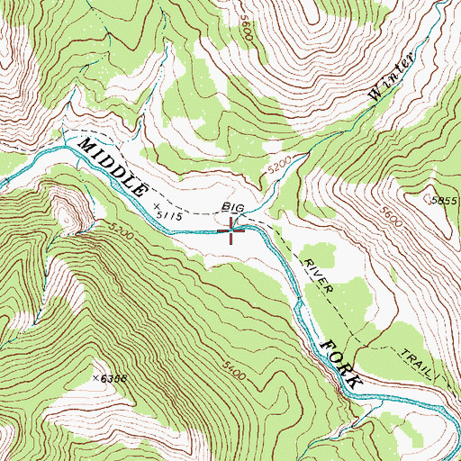 Topographic Map of Winter Creek, MT