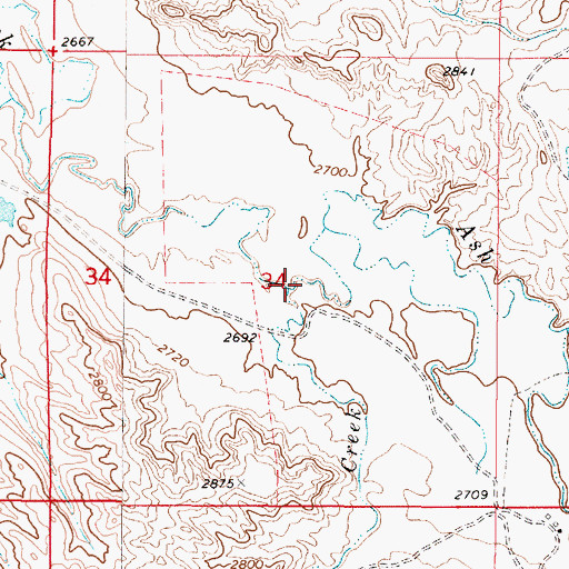 Topographic Map of Winter Creek, MT