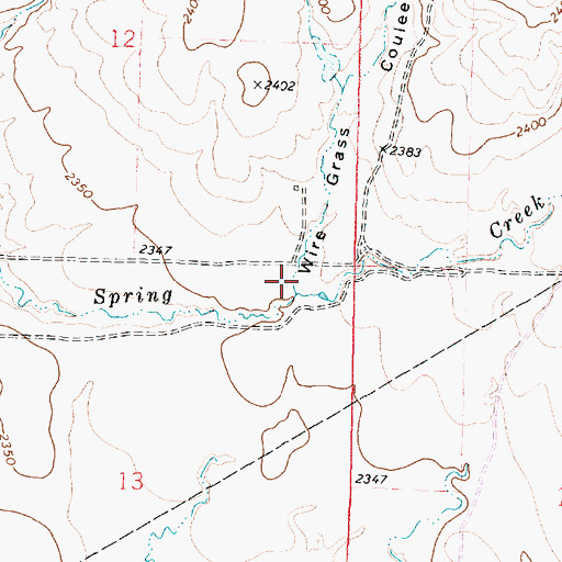 Topographic Map of Wire Grass Coulee, MT