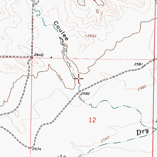 Topographic Map of Witchie Coulee, MT
