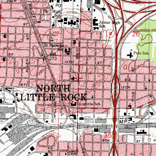 Topographic Map of North Little Rock, AR