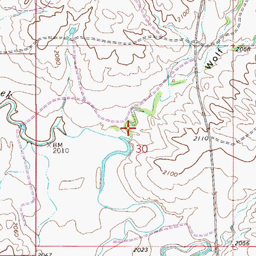Topographic Map of Wolf Coulee, MT