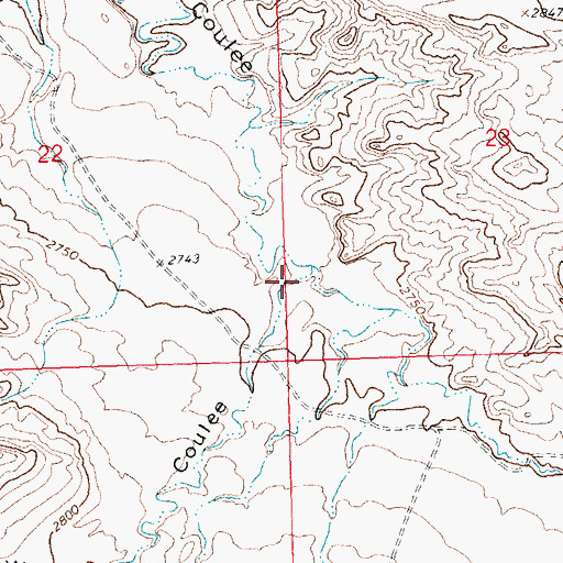 Topographic Map of Wolf Coulee, MT