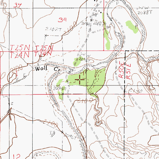 Topographic Map of Wolf Creek, MT