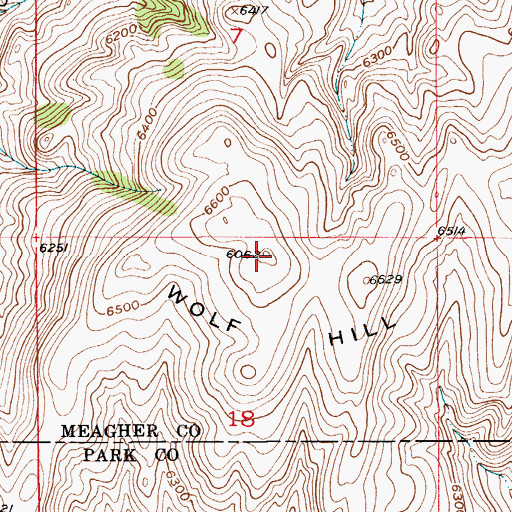 Topographic Map of Wolf Hill, MT