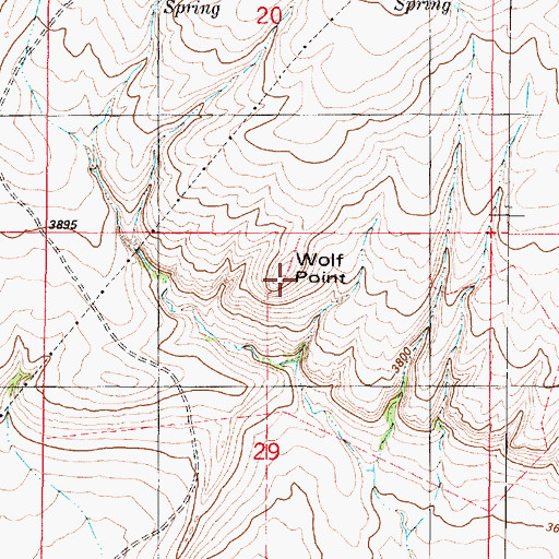 Topographic Map of Wolf Point, MT