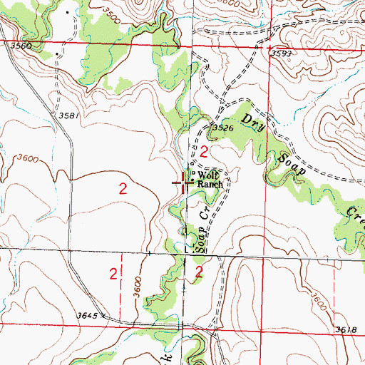 Topographic Map of Wolf Ranch, MT