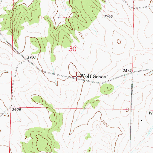 Topographic Map of Wolf School (historical), MT