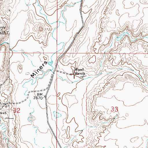 Topographic Map of Wood Ranch, MT