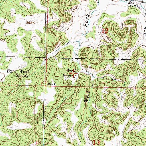 Topographic Map of Wood Spring, MT