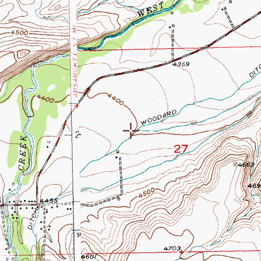 Topographic Map of Woodard Ditch, MT