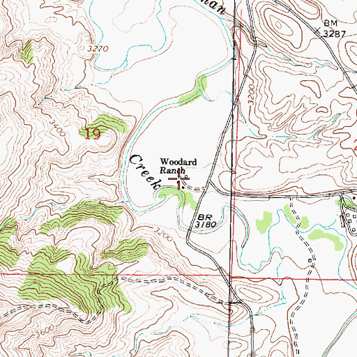 Topographic Map of Woodard Ranch, MT