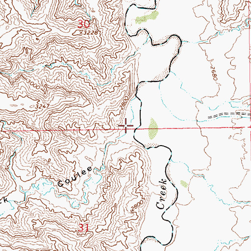 Topographic Map of Woodcock Coulee, MT