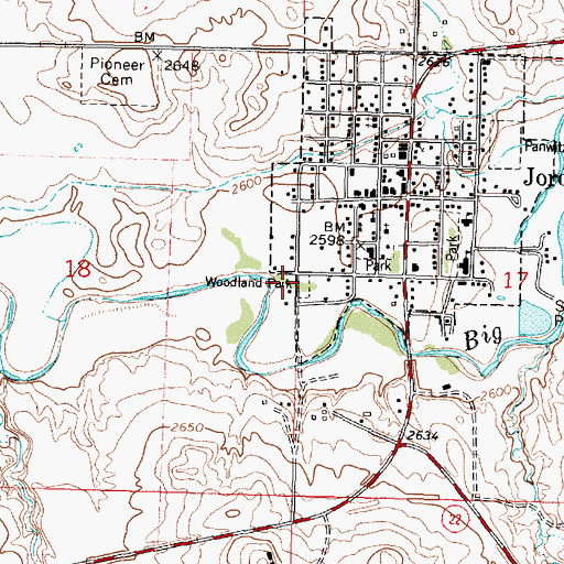 Topographic Map of Woodland Park, MT