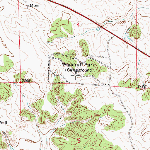 Topographic Map of Woodruff Park, MT