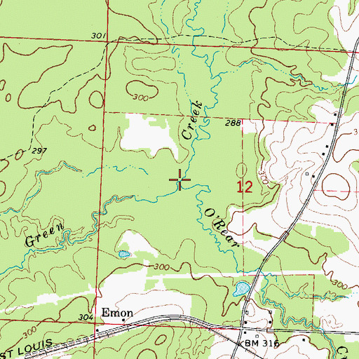 Topographic Map of O'Rear Creek, AR