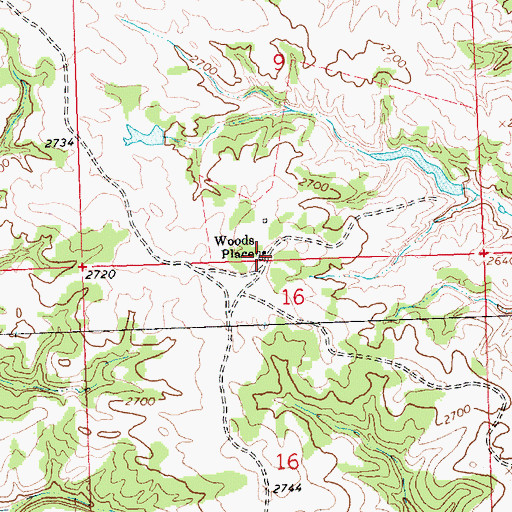 Topographic Map of Woods Place, MT