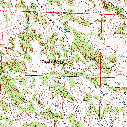 Topographic Map of Woods Water, MT