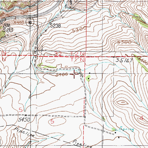 Topographic Map of Woodward Ranch, MT