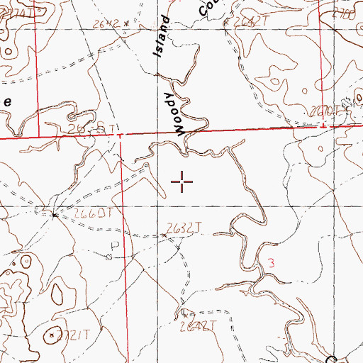 Topographic Map of Woody Island Coulee, MT