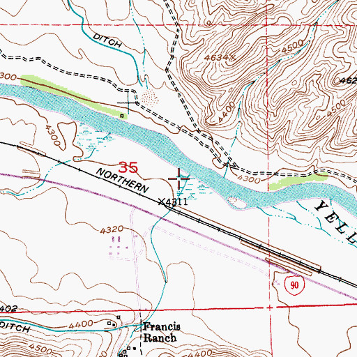 Topographic Map of Work Creek, MT