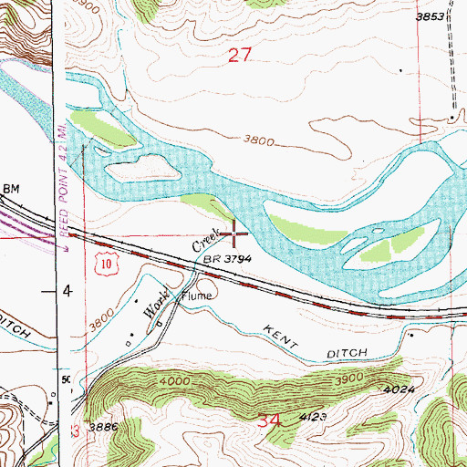 Topographic Map of Work Creek, MT