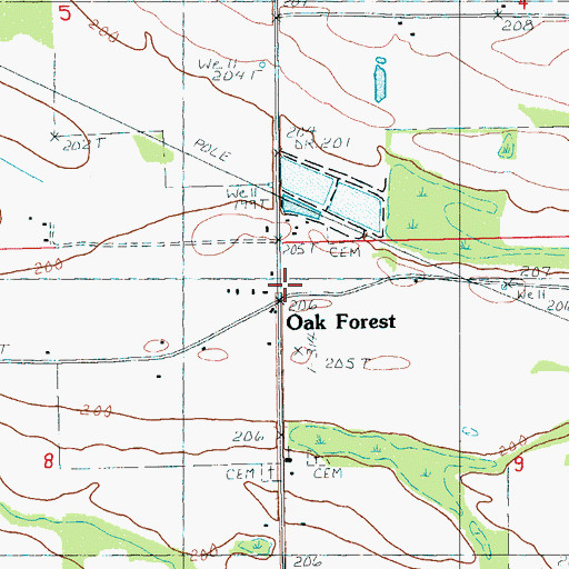 Topographic Map of Oak Forest, AR