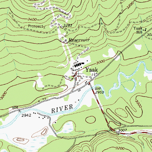 Topographic Map of Yaak, MT