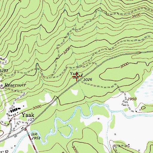 Topographic Map of Yaak School, MT