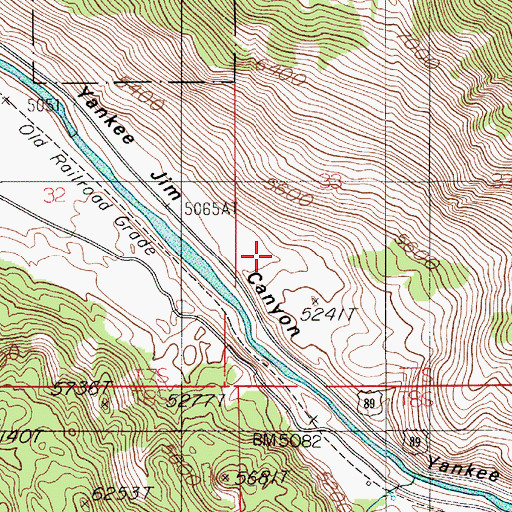 Topographic Map of Yankee Jim Campground and Picnic Area, MT