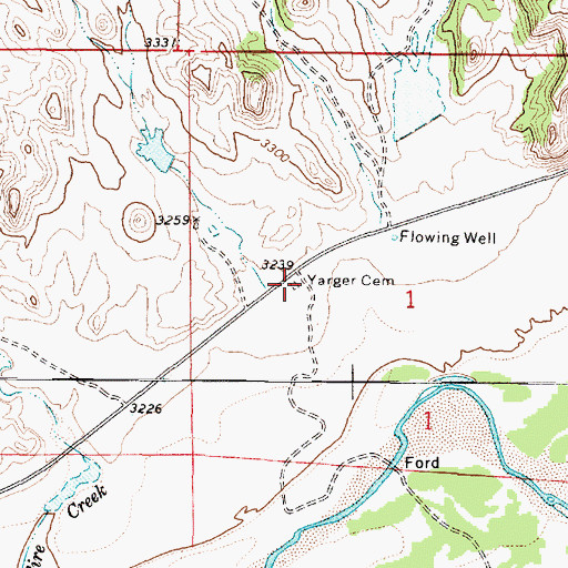 Topographic Map of Yarger Cemetery, MT