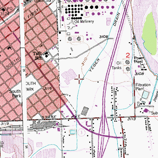 Topographic Map of Yegen Drain, MT