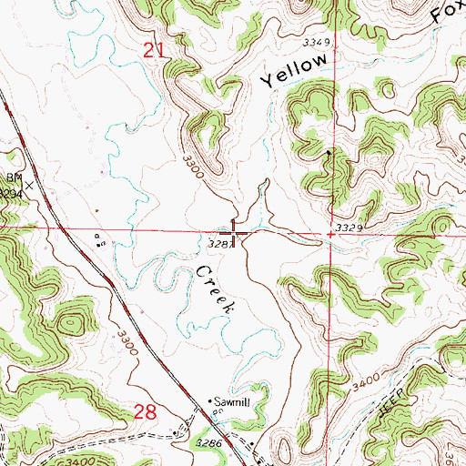 Topographic Map of Yellow Fox Gulch, MT
