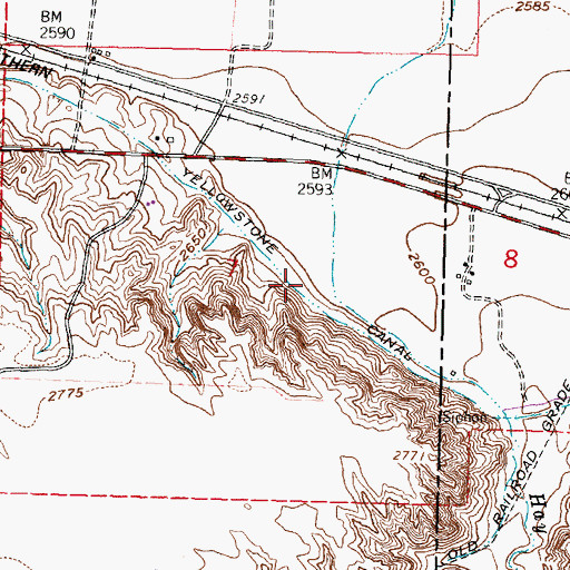 Topographic Map of Yellowstone Canal, MT
